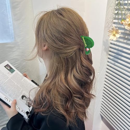 4Pcs Christmas Hair Claw Clips - Sparkly Mini Hair Accessories for Thin Hair Christmas Themed Styling Acrylic Jaw Hair Barrettes Accessories for Women Girls (Red/Green-Christmas)