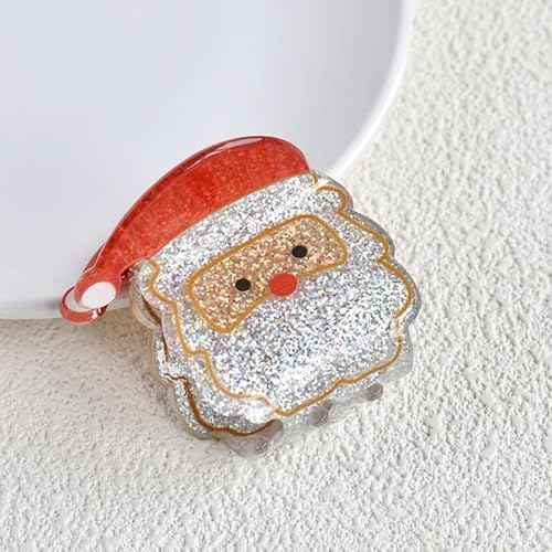 Santa Claus Christmas Hair Claw Clips - Cute Red Hat Glitter Resin Hair Claw Clips for Women, 1Pcs