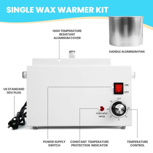 5.5Lbs Professional Wax Warmer for Hair Removal with 20℃-120℃ Temperature Control, with 100 Wax Sticks & 50 Strips, for Salon & Home Use