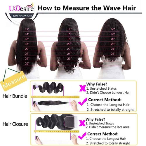 UDesire Human Hair Bundles with Closure 18 20 22+16 Inch Bundles with Closure 100% Brazilian Virgin Body Wave 3 Bundles Human Hair with 4x4 Lace Closure Natural Black