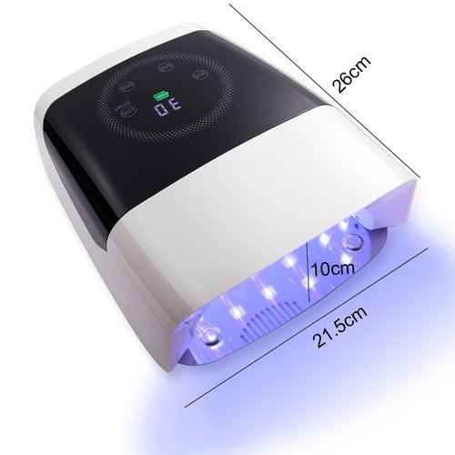 132W Cordless UV Nail Lamp Rechargeable Gel Lamp Professional LED Nail Light Dryer with Removable Stainless Steel Plate 4 Timers Auto Sensor Fast Curing for Home & Salon DIY Manicure