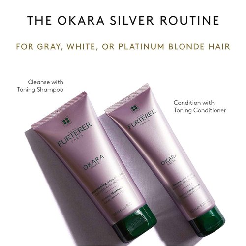 Rene Furterer OKARA SILVER Toning Shampoo, Purple Shampoo for Blonde, White, Grey, Silver, Pastel Hair, Pump, 20.2 oz.