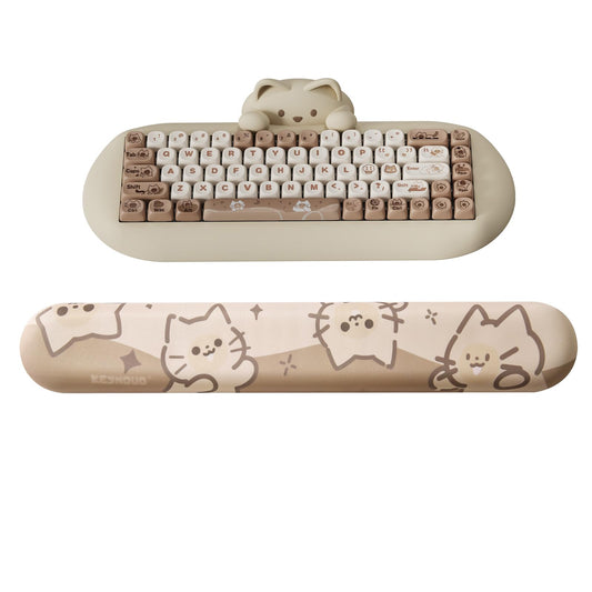YUNZII Keyboard Wrist Support, Ergonomic Mouse Support for Typing Pain Relief, Slip Resistant PU Base, Cute Wrist Rest for Office Gaming Computer (Cat)