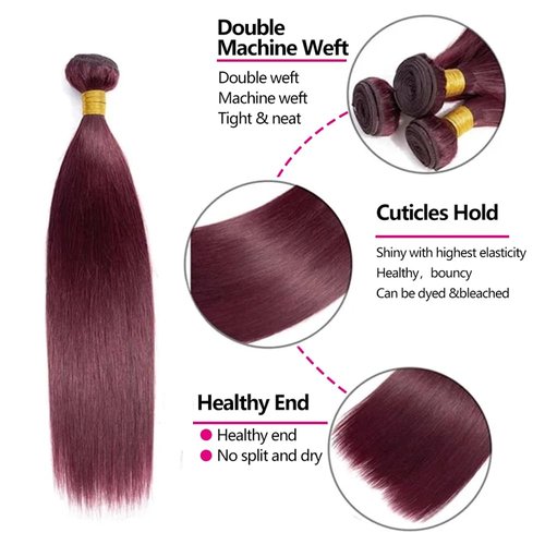 Burgundy Human Hair Bundles 99J Straight Bundles Brazilian Unprocessed Virgin Hair 3 Bundles 18 18 18 Inch Wine Red Straight Human Hair Bundles 99J Burgundy Bundles Hair Weave