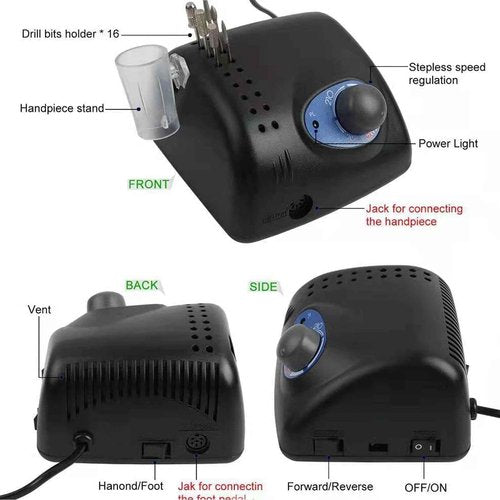 Goluao Nail Drill-210 Polishing Machines- Horse Power - High Torque Of 40000 rpm - For Laboratory, Finger And Toenail Care