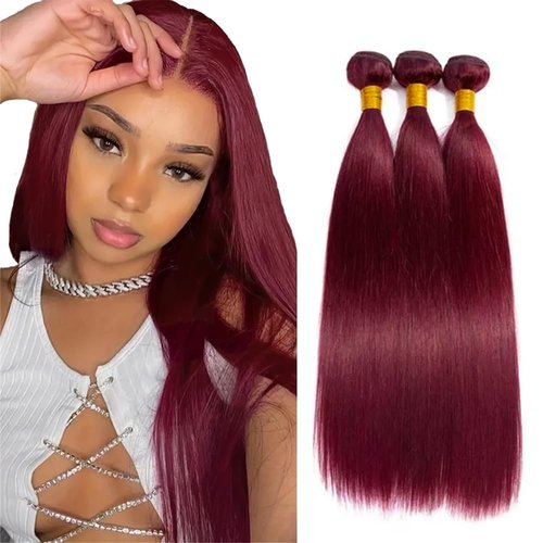 Vinmdonm Burgundy Bundles Human Hair 99J Straight 3 Bundles 18 20 22 inch 8A Brazilian Virgin Hair Extensions 99J Bundle 300g