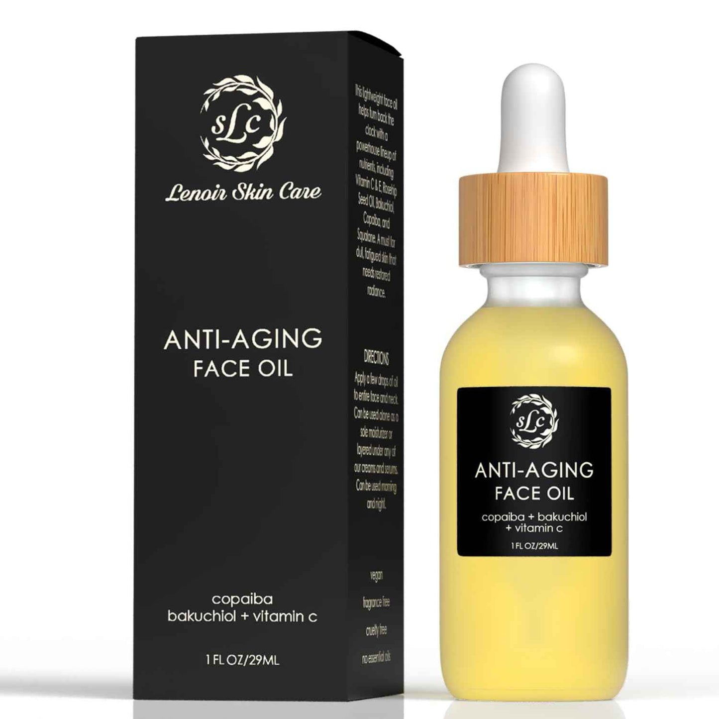 Lenoir Skin Care Vitamin C Face Oil (1 fl.oz/29ml) | Natural, Fragrance-Free Facial Hydration | Clean, Vegan, Cruelty Free Skincare for Men & Women | Luxury Collection