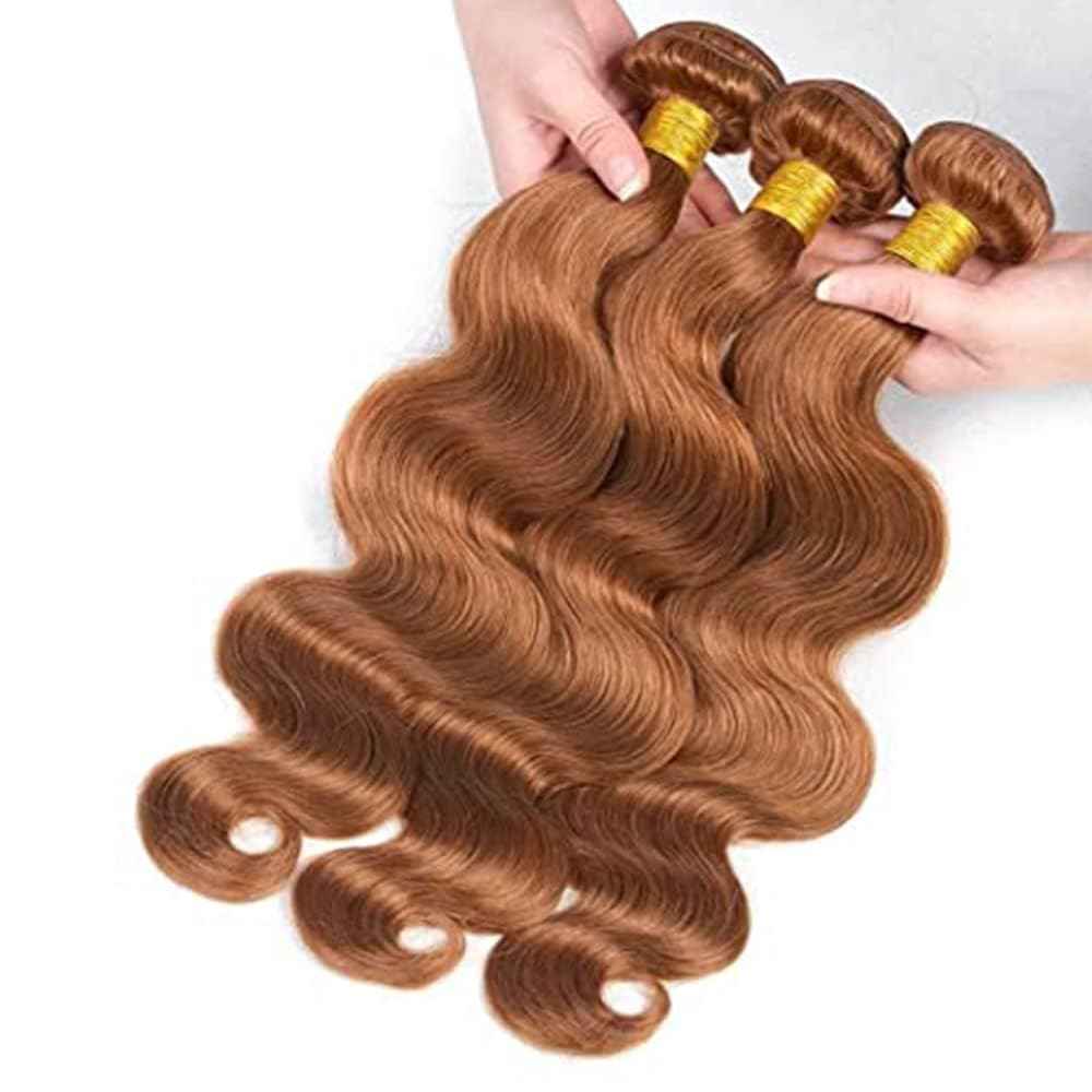 Giginger Brazilian Human Hair Bundles 26 28 30 Inch Color 30 Light Brown Body Wave Bundles Human Hair Unprocessed Virgin Quick Weave Hair for Black Women