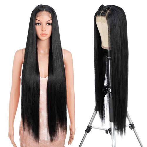 Style Icon 36” Super Long 13x4 Lace Wig Easy-360 Lace Frontal Wigs Free Part Lace Front Wigs with Baby Hair (36“, 1B)