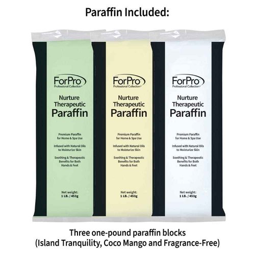 ForPro Nurture Digital Paraffin Bath Kit, All-In-One Paraffin Wax Kit for Hands and Feet, Includes 3 Lb. Paraffin Wax, Thermal Mitts & Booties, 100 Liners and Accessories