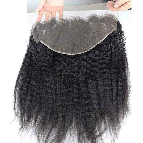 Dreambeauty 13×6" Transparent Full Lace Frontal Closure Kinky Straight Ear to Ear Free Part Unprocessed Brazilian Virgin Human Hair Extensions With Baby Hair Bleached Knots Natural Color (20 Inch)