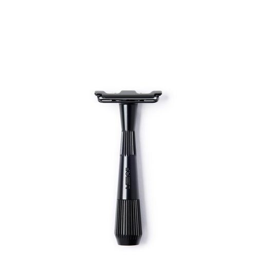 Leaf Shave | Leaf Twig Razor, All-Metal Single Blade Razor for Men & Women, Fixed Head with Magnetic Load Assist, Includes 5 Stainless Steel Blades - Face Shaving Lighter Hair Sensitive Skin - Black