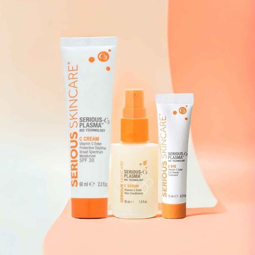 Serious Skincare Serious-C3 Plasma Vitamin C Day Trio - C Cream Daytime Moisturizer SPF 30 2 oz, Vitamin C Serum Skin Conditioner 1 oz. and C-Eye Treatment 0.5 oz.- For Smooth Radiant Skin