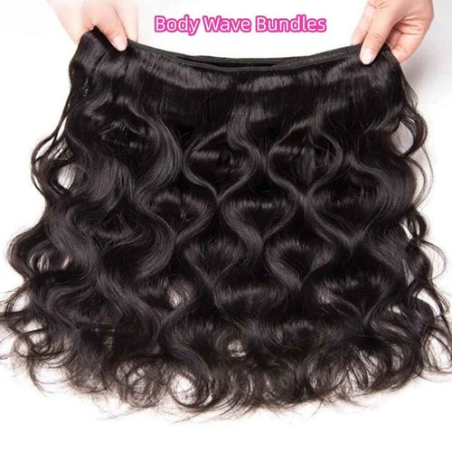 Ladiaryf Body Wave Human Hair Long Brazilian Virgin Hair Bundles - Natural Black Color, Can Be Dyed and Styled - 3 Weave Bundles - Total 300g - 22, 24, 26 Inch