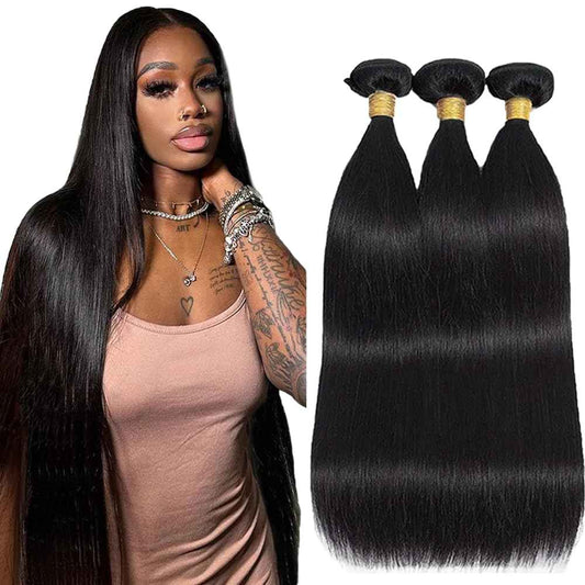 30 30 30 Inch Straight Human Hair Natural Black Color Brazilian Straight Bundles Human Hair unprocessed Virgin Hair Extensions