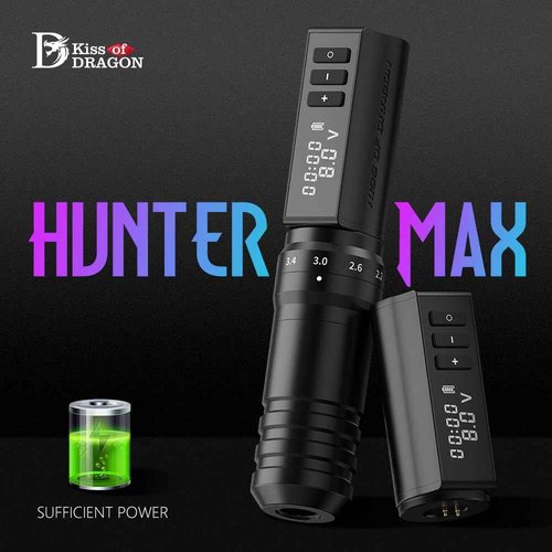 Tattoo Gun - Kiss of Dragon 2400mAh Rotary Tattoo Machine with 6 Adjustable Stroke Lengths, Coreless Motor Options Dual batteries for longer working time-Professional Tattoo Artis