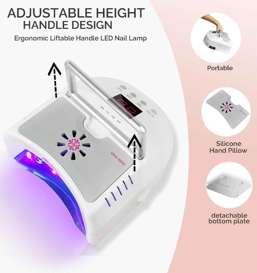 Cordless LED UV Nail Lamp,Professional Uv Llight for Gel Nails,OBEEGOO Nail Dryer for Acrylic Gel,Curling Lamp for Beauty Salon (White)