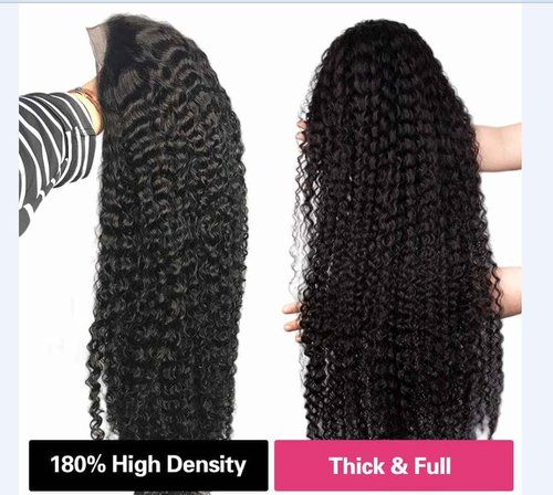 Qangelabeauty 13x4 Human Hair Lace Front Wigs for Black Women 180% Density Brazilian Deep Wave HD Transparent Lace Front Wig with Baby Hair Pre Plucked Bleached Knots(18inch,Natural Black)