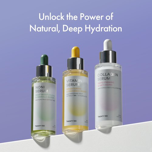 TWENTY KEI Serum - 3 step Everyday Solution - Collagen, Noni, Vitamin SET - Rejuvinate, Firmming, Radiance Boost, Moisturizing