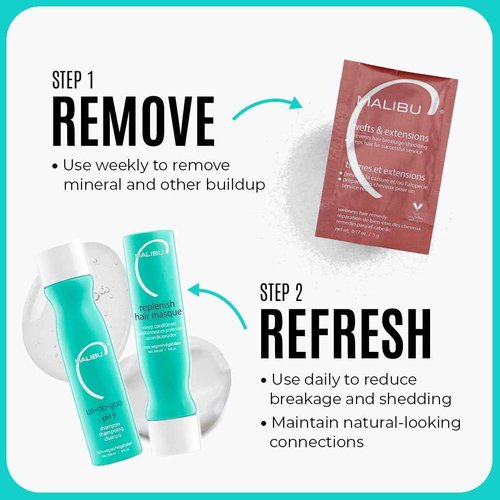 Malibu C Wefts & Extensions Wellness Hair Remedy (12 Packets) - Removes Build Up + Prevents Hair Breakage - Prepares Natural Hair for Hair Extension Application