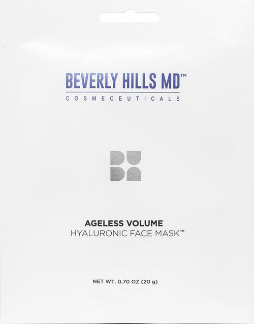 Beverly Hills MD Ageless Volume Hyaluronic Face Mask- Reduce Appearance of Wrinkles, Anti Aging Formula for Plump, Moisturized Skin- 8 Pack- Hydrating & Firming Gentle Sheet Mask