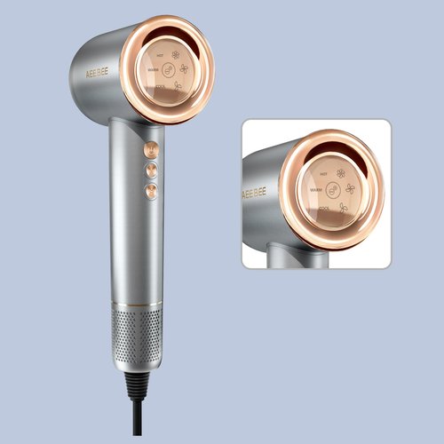 High Speed Hair Dryer 110000 RPM Brushless Motor Nano-Plasma Blow Dryer, 1500W Portable Quiet Electric Hair Dryers Low Noise Dryer for Home, Kids and Travel Use, Silver