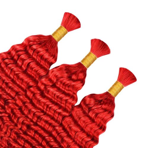 Red Braiding Hair Deep Wave Bulk Red Boho Human Hair for Braiding 22 22 22 Inch Deep Curly Burgundy Braiding Hair Bundles Human Hair Extensions