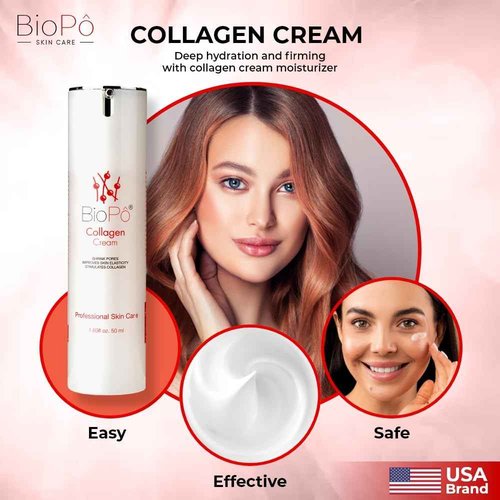 Collagen Firming Cream, Shrinks Pores, Enhances Skin Elasticity, Stimulates Collagen Regeneration – Anti-Aging, Firming & Tightening Day & Night Moisturizer, 50 ml | Made in USA