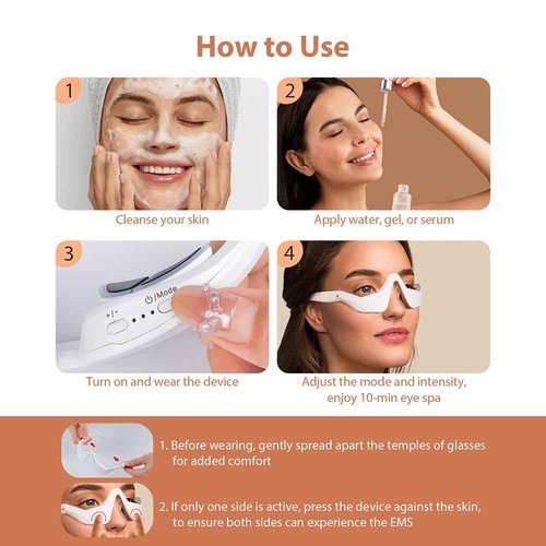 Red Light & Microcurrent Eye Massager – 3D Contour Under-Eye Device for Dark Circles, Puffiness, Fine Lines & Wrinkles – Rechargeable Anti-Aging Eye Therapy Glasses