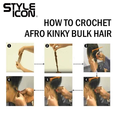 Style Icon 3 Bundles Afro Kinkys Bulk Human Hair (14"/14"/14", Natural Black) - Twist Braids - Curly Hair Extensions - Dreadlocks - Loc Braiding Hair