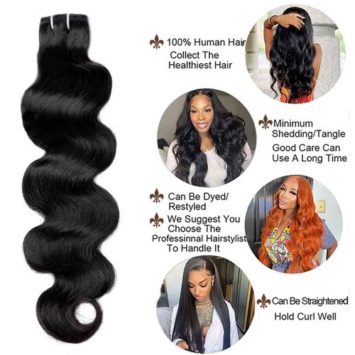 Binlvexin Glossy Human Hair Bundles Body Wave Bundles Human Hair 20 22 24 Inch 12A Grade 100% Unprocessed Brazilian Virgin Hair 3 Bundle Human Hair Extensions for Black Women Natural Color
