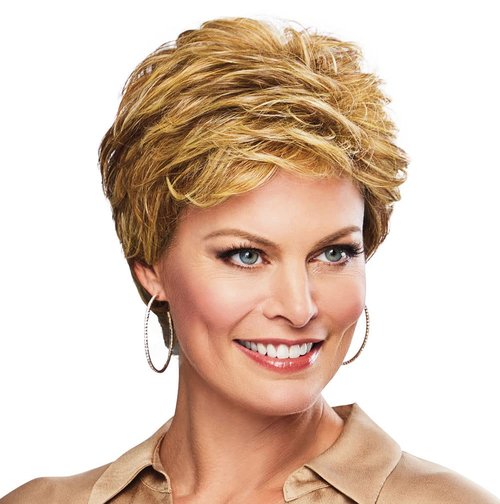 GABOR Honesty Waved Layers Short Hair Wig by Hairuwear, Average Cap Medium Blonde