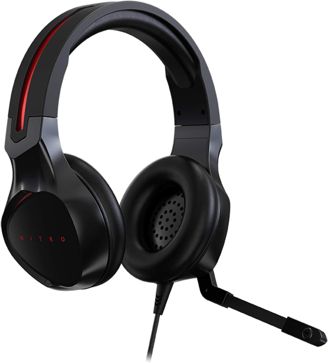 Acer Nitro Gaming Headset II: 50mm Drivers | Retractable Omni-Directional Noise-Canceling Microphone with On-Cable Controls | Over-Ear Design with RGB Lights, (Pack of 1)