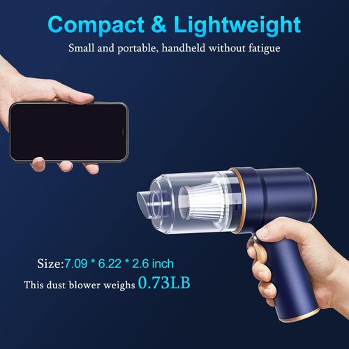 KMM Handheld Car Vacuum Cleaner, 9000Pa Vacuum Cleaner and Air Duster, 120W High Power Hand Held Vacuum with LED Light and Multi-Nozzles for Car, Home, Office, Pet