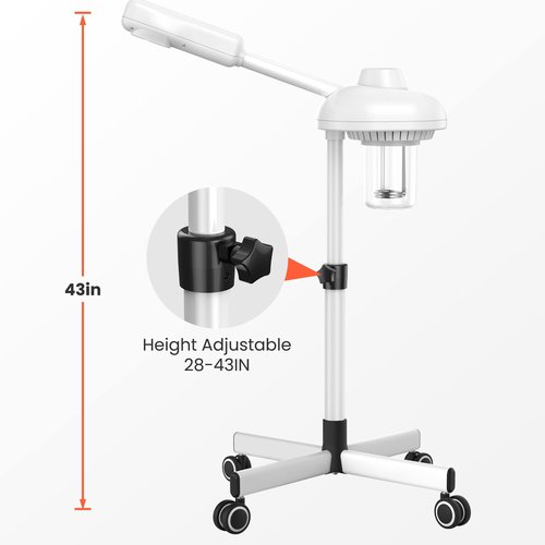 TASALON Professional Facial Steamer on Wheels, Hot Ozone Face Steamer for Facial, Esthetician Steamer for Salon Beauty and Spa, Mist Face Steamer for Facial Deep Cleaning Skin Care Equipment- White