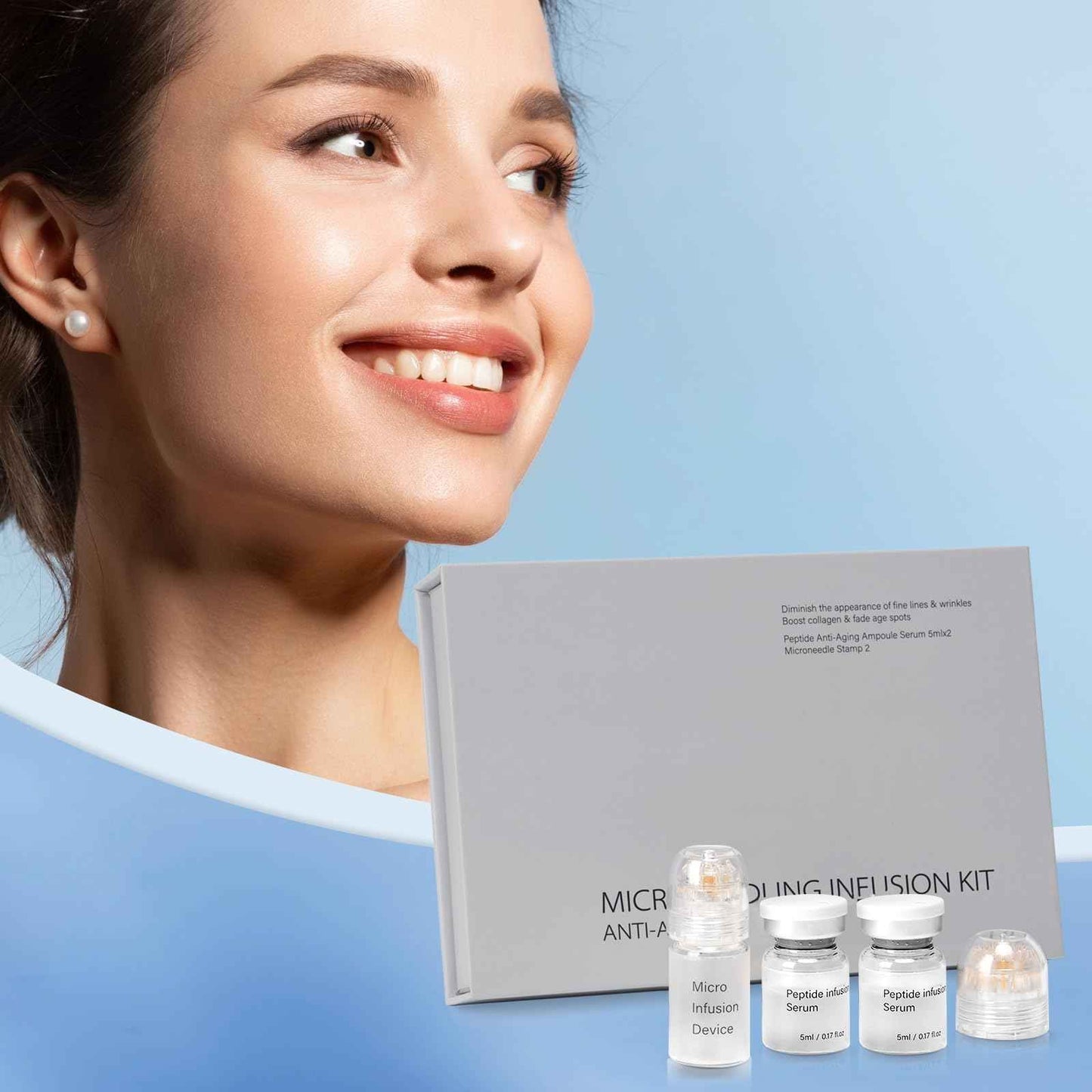 Micro Infusion for Skin Care, Collagen, Peptide, Hyaluronic Acid Serum, Face Serum and Stamp 0.05mm