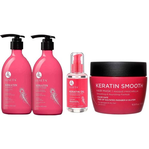 Luseta Keratin Shampoo and Conditioner & Hair Oil & Smooth Hair Mask
