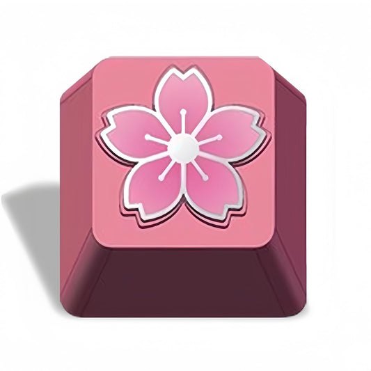 ZMX Custom ESC Keycaps,Artisan Aluminum Alloy Metal Keycaps for RGB Gaming Keyboard Backlight Personalized Keycaps for Cherry MX Switch Mechanical Keyboard R4 Height DIY Keycaps (Pink Cherry Blossom)