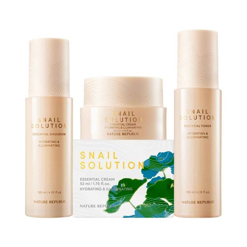 Nature Republic Snail Mucin Toner Emulsion Cream Set - Korean Skincare, Hydrating with Niacinamide, Face Moisturizer, Moisturizing Skin Care, Glow, Mucus