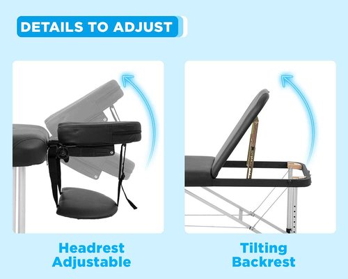 BestMassage Aluminium Massage Bed Portable Massage Table 24 inch Wide Lash Bed Height Adjustable 3 Folding Spa Table with Non-Woven Bag for Spa Footmassage Facial CareSpa Tattoo