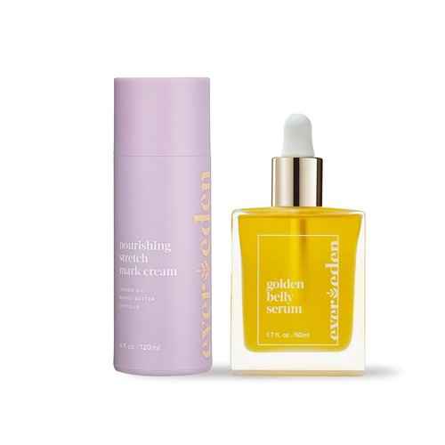 Evereden Golden Belly Serum, 1.7 fl oz. & Nourishing Stretch Mark Cream 4.0 fl oz. | 2 Item Bundle Set | Maternity Skincare