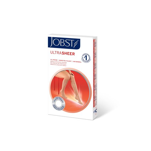 JOBST UltraSheer Knee-High Compression Stockings for Women - Closed Toe - Medical Compression 20-30 mmHg - For Varicose and Spider Veins - Helps Prevent Swelling - Natural, Medium Petite