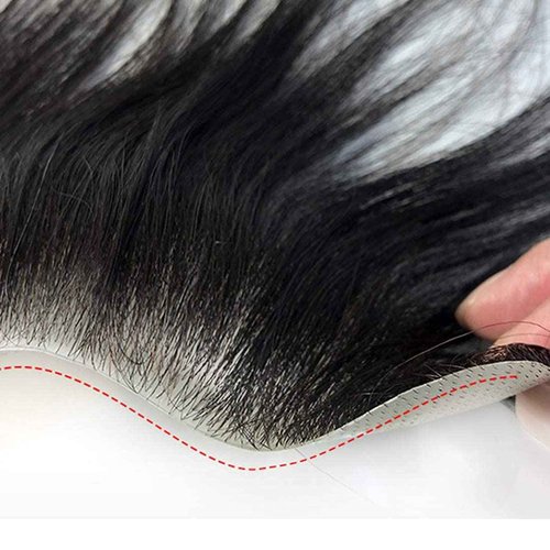 Maweilar Frontal Hairpiece for Women, 0.78"x6.3", 10", Natural Black Hair Extension Hairline Loss Straight Tape in Human Hair Toppers Replacement Toupee (Natural Black, 0.78"x6.3", 10")