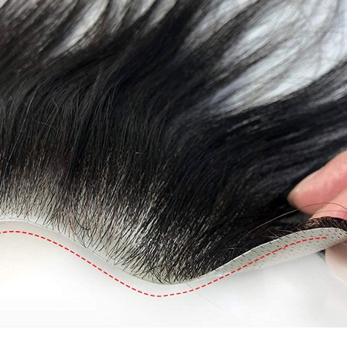 Maweilar Frontal Hairpiece for Women, 0.78"x6.3", 6", Natural Black Hair Extension Hairline Loss Straight Tape in Human Hair Toppers Replacement Toupee (Natural Black, 0.78"x6.3", 6")