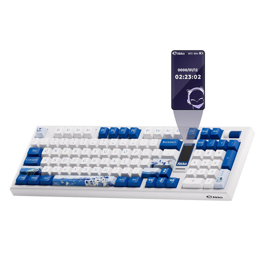 Akko 5098B Wireless Gaming Keyboard with Screen, Santorini Hot-Swappable Mechanical Keyboard with Scroll Wheel, Numberpad, RGB Gasket, Piano Pre Lubed Switch