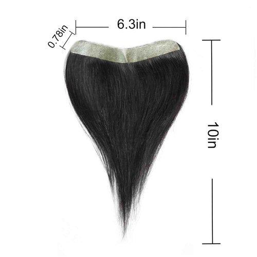 Maweilar Frontal Hairpiece for Women, 0.78"x6.3", 10", Natural Black Hair Extension Hairline Loss Straight Tape in Human Hair Toppers Replacement Toupee (Natural Black, 0.78"x6.3", 10")