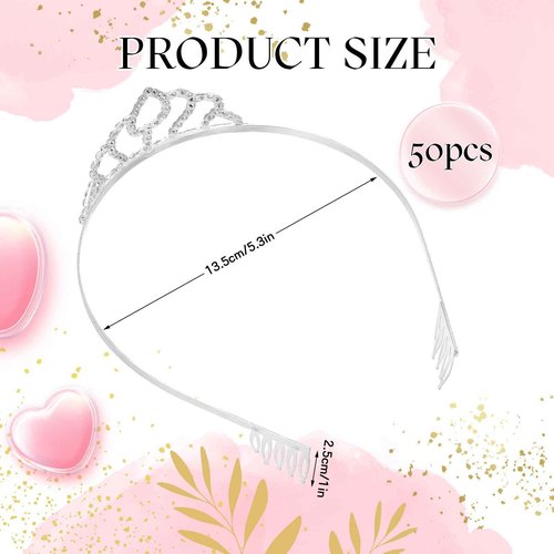 Riceshoot 50 Pcs Tiaras Crowns Bulk for Women Crystal Princess Tiara Queen Rhinestone Crown with Comb Bridal Wedding Headband for Women Prom Birthday Party Hair Accessory(Silver,Classic Style)