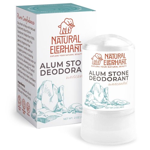 Natural Elephant Alum Stone Deodorant Stick 60g (2 oz) Natural Unscented Aluminum Free Salt Stone for Men and Women (10 Pack)