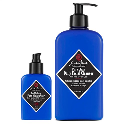 Jack Black Double-Duty Face Moisturizer, 3.3 fl oz and Pure Clean Daily Facial Cleanser, 16 fl oz Set