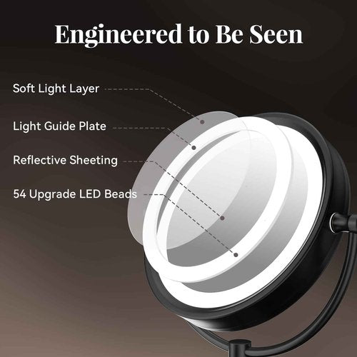 GURUN 8.5 Inch Rechargeable Tabletop LED Lighted Makeup Mirror with 10x Magnification 4500mAh Battery Double Sided Vanity Mirror Oil-Rubbed Bronze M2208DO(8.5in,10x)